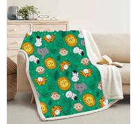 Couverture Plaid Polaire Super Chaude 120x200cm, Vert, Grand Plaid Canape Motif Lion, Couverture Lit 1 Personne, Blanket Animaux Ultra Doux et Duveteux -Ac56