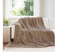 Couverture plaid VIDAXL Toison Camel 240 x 220 cm - polaire douce, légère et portable