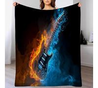 Couverture Polaire 150 x 200 cm Guitare Flanelle Plaid Noir, Couverture 1 Personne, Plaid Doux et Chaud pour Jeté de Canapé et Lit a-7261