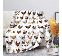 Couverture Polaire 150x200 cm Coq Poule, Plaid Polaire Animaux De Ferme Flanelle 2 Personnes, 3D Imprimée Couvertures et Plaids Doux et Chaud for Canape Lit