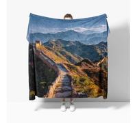 Couverture Polaire Douce et Légère 130x150 cm La Grande Muraille de Chine Chaude Moelleuse Flanelle Couverture Sherpa de Lit Couvre-lit Jeté de Canapé, Convient Adulte et Enfant, Paysages Naturels