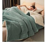 Couverture Polaire Épaisse Double Couche en Flanelle et Sherpa,200x230cm Plaid Hiver Ultra Chaud,Couverture Uni pour Lit,Bleu 1