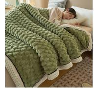 Couverture Polaire Épaissie 200x230cm, Vert Plaid Chaud en Flanelle de Lait Bébé Douce, Jeté de Lit Douillet pour Hiver