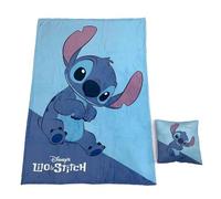 Couverture polaire et coussin - DISNEY - Stitch - Tissu doux et chaud - Idéal pour les jeux - Décoratif