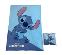 Couverture polaire et coussin - DISNEY - Stitch - Tissu doux et chaud - Idéal pour les jeux - Décoratif