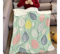 Couverture Polaire Feuilles abstraites 70x100 cm Plaid Microfibre Imprimé 3D, Doux, Chaud et Moelleux, Jeté de Lit ou Canapé, Convient Enfant et Adulte, Vert Clair