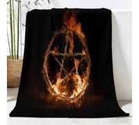 Couverture Polaire Imprimé Fantaisie Gothique, pour Garçons et Filles | Couverture douce, Légère et Anti-plis, Motif Pentagramme Cercles Feu, pour la Sieste et la Nuit, Noir 220 x 240 cm