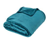 Couverture polaire microvelours 180x220 cm VELVET Bleu Lac
