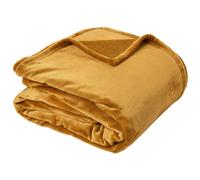 Couverture polaire microvelours 180x220 cm VELVET Jaune Miel