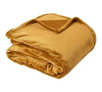 Couverture polaire microvelours 240x260 cm VELVET Jaune Miel