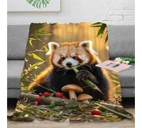Couverture Polaire Motif De Panda Roux Plaid Canapé Imprimé De Panda Roux Hommegeant du Bambou, Douce, Moelleuse, Confortable Et Chaude, Cadeau pour Enfants, Garçons 50x60inch(127x152cm)