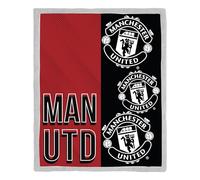 Couverture Polaire Officielle Manchester United FC | Plaid Super Doux et Chaud avec Revers Sherpa, Design empilé | Parfait pour la Maison, la Chambre, Les soirées Pyjama et Le Camping