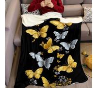 Couverture Polaire Papillon Abstrait 130 x 150 cm Plaid Sherpa Flanelle Imprimé 3D, Super Doux et Chaud pour Lit, Canapé, Enfant ou Adulte, Noir