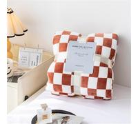 Couverture Polaire Plaid Highdi, Damier Grande Taille Chaude et Douce Couverture d'Hiver pour Canapé et Lit (150 * 200CM, Caramel)