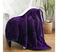Couverture polaire Sherpa noire pour canapé, canapé-lit, super douce et confortable, couverture en flanelle épaisse double face avec motif rayé, légère pour adultes, femmes, filles