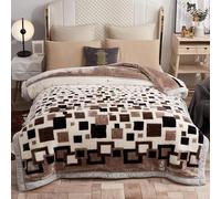 Couverture Pondérée De Peluche King Size, Plaid Polaire 4 Saisons,Couverture Épaisse,2 Plis Recouvert De Lit De Raschel Réversible pour Canapé, Lit & Bureau(Geometry-C,79x91 in(200x230cm))