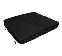 Couverture pour Jacuzzi Noir 200cm / 2m - PVC & Cuir - Spa Housse de Protection Bâche Protectrice Carrée pour Hot Tub Bain à Bulles - Pliable - 4 Sangles de Sécurité & 6 Poignées