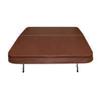 Couverture pour Jacuzzi Marron 200cm / 2m - PVC & Cuir - Spa Housse de Protection Bâche Protectrice Carrée pour Hot Tub Bain à Bulles - Pliable - 4 Sangles de Sécurité & 6 Poignées