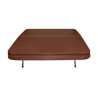 MonsterShop Housse de spa 220 cm - Marron PVC et cuir, carrée, pliable, 4 sangles, 6 poignées