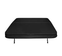 Couverture pour Jacuzzi Noir 210cm / 2.1m - PVC & Cuir - Spa Housse de Protection Bâche Protectrice Carrée pour Hot Tub Bain à Bulles - Pliable - 4 Sangles de Sécurité & 6 Poignées
