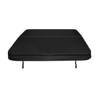 Couverture pour Jacuzzi Noir 220cm / 2.2m - PVC & Cuir - Spa Housse de Protection Bâche Protectrice Carrée pour Hot Tub Bain à Bulles - Pliable - 4 Sangles de Sécurité & 6 Poignées