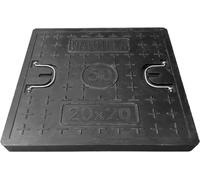 Couverture pour puits GFK, dimensions 500x500x40 mm, sans cadre, avec poignée, antidérapante