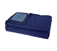 Couverture pure laine vierge Woolmark 500g/m² VOLTA 180x240 cm Bleu Marine/Myosotis