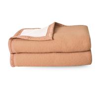 Couverture pure laine vierge Woolmark 500g/m² VOLTA 240x260 cm Marron Sable