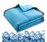 Couverture rafraîchissante pour l'été - Double face - Effet froid - 140 x 100 cm - Douce, légère et respirante - Couverture d'été pour canapé-lit - Couverture de sieste douce et confortable (bleu)