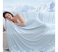 Couverture rafraîchissante Unyqoos® 100 x 150 cm – couverture d'été respirante double face avec technologie rafraîchissante, évacuant l'humidité et anti-acariens, bleu clair