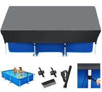 Couverture rectangulaire pour piscine, avec protection UV et cordons de fixation