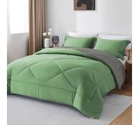 Couverture réversible toute saison Unyqoos® en microfibre, e Oeko-Tex, garnissage en polyester de 300 g, 8 attaches d'angle, lavable en machine