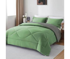 Couverture réversible toute saison Unyqoos® en microfibre, e Oeko-Tex, garnissage en polyester de 300 g, 8 attaches d'angle, lavable en machine