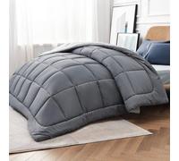Couverture réversible Unyqoos® pour toute saison, 135 x 200 cm, 300 g/m², couleur gris – réversible, e Öko-Tex Standard 100, avec attaches d'angle, lavable en machine et séchable en sèche-linge