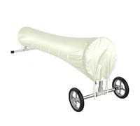 Couverture Rouleau de Piscine, Pliables 420D Oxford Étanche Chaleur Solaire Anti-Vent Pluie Poussière/UV Bâche Protection Cordon Serrage, pour l'hiver et l'été, bobines Enrouleurs (Beige, 20FT)