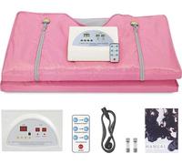 Couverture sauna - Électrique - Fermeture éclair - Réglage de la température - Portable - Spa à domicile - Détox & minceur - 180 x 200 cm - Rose