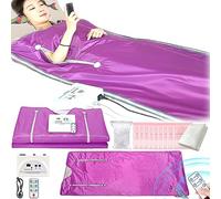 Couverture Sauna Infrarouge, 2 Zones Avec Fermeture éclair 100 Bonnets Douche 10 Sacs Bain Sauna Thérapeutique Détox Couverture Sauna Oxford Portable Télécommande Couverture Chauffante Violet