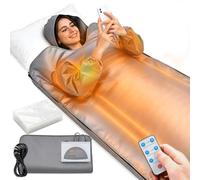 Couverture Sauna Infrarouge, 2 Zones Avec Fermeture éclair Et 10 Housses | Sauna Détoxification Couverture Tissu Oxford Télécommande Chauffante Sudation Relaxation Température Et Durée Réglables