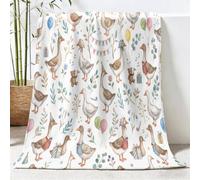 Couverture Sherpa Aquarelle Dessinée À La Main pour Enfants et Adultes, Douce Couverture Imprimée Animaux Fleurs Feuilles - Flanelle Plaid pour Canapé Lit et Décoration de Salon, 220x240 cm