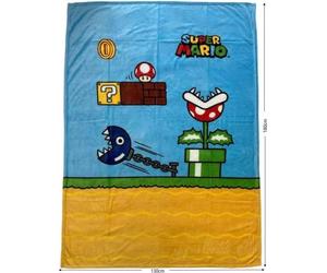 Couverture Sherpa Mario Bros Vintage, 100 x 150 cm, Plaid Polaire Imitation Laine