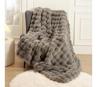 Couverture surdimensionnée super confortable en fausse fourrure de lapin chaude et épaisse à bulles double face, couverture pelucheuse, douce et confortable pour canapé, chaise, lit, canapé, salon,