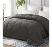 Couverture tout au long de l'année Unyqoos® 135 x 200 cm – ultra-douce et respirante, housse en microfibre, garnissage en polyester 300 g/m², couleur gris foncé, motif losanges, lavable à 30°C