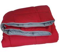 Couverture tout au long de l'année Unyqoos®, 140 x 200 cm, sans housse, facile d'entretien, respirante, garnissage en fibres de silicone antibactériennes, gris/rouge, gain de place
