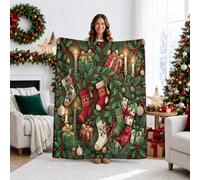 Couverture traditionnelle pour Noël - 101,6 x 127 cm | Feuillage d'hiver traditionnel, couverture de canapé, boîtes cadeaux festives, accents de bougies confortables