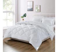 Couverture Unyqoos® 200 x 200 cm – Couette matelassée en microfibre pour toutes saisons, extra grande, super douce, moelleuse, de couleur blanche