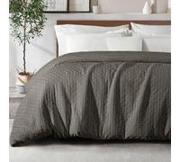 Couverture Unyqoos® 220 x 240 cm – Couverture toute saison avec un rembourrage synthétique de 300 GSM, double face (jacquard/brossée), gris foncé
