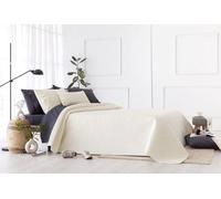 Couverture Unyqoos® extra-douce, idéale toute l'année, 100% microfibre, couleur beige, dimensions 105-200 x 260 cm – couverture légère pour toutes saisons, avec finition ultrasonique