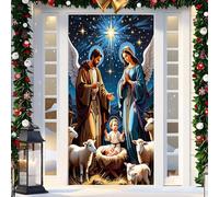 Couvertures Décoratives de Porte de Noël Rideaux de Décoratifs 89 x 198 cm | Couverture de Porte de Garage pour Noël pour Vacances d'Hiver Maison Cuisine Porche Mur Fête Extérieur Maison Verre Ple UN