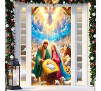 Couvertures Décoratives de Porte de Noël Rideaux de Décoratifs 89 x 198 cm | Couverture de Porte de Garage pour Noël pour Vacances d'Hiver Maison Cuisine Porche Mur Fête Extérieur Maison Verre Ple D