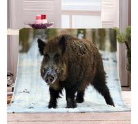 Couvertures en Microfibre Sanglier Animal 150x200 cm Imprimées 3D Couverture Moelleuse Douce Sherpa, Couverture de Canapé Climatisée, Camping pour Adultes Enfants